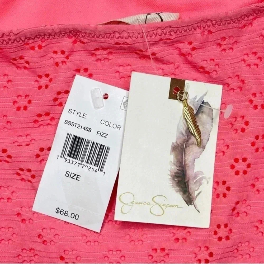 Jessica Simpson Fizz Sweet Tooth Solid Eyelet Tankini Womens Swim Top Size XL - Picture 7 of 11